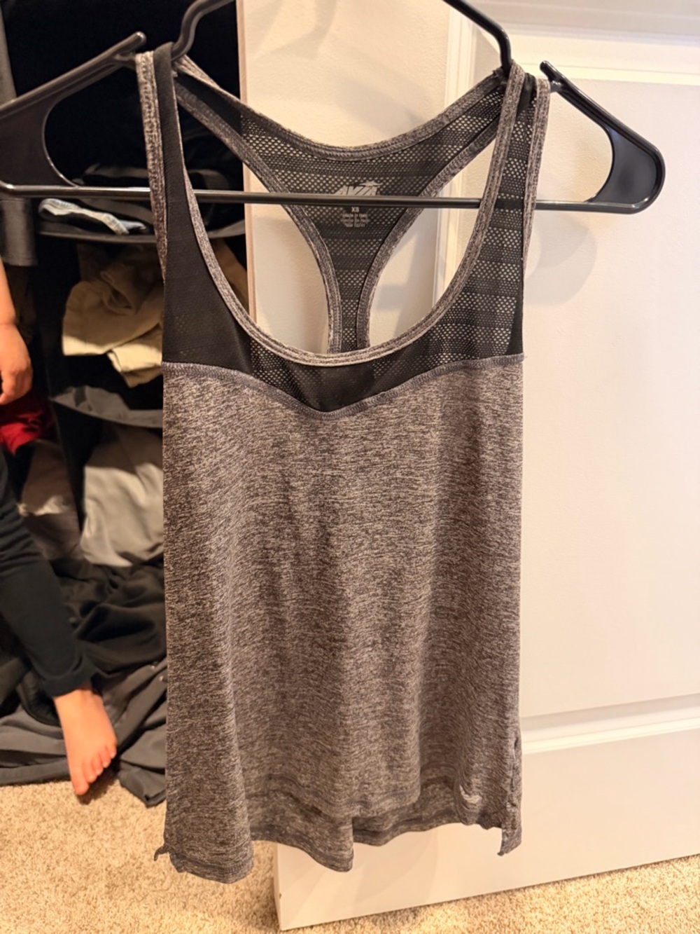 Avia Gray Black Racerback Athletic Tank Top